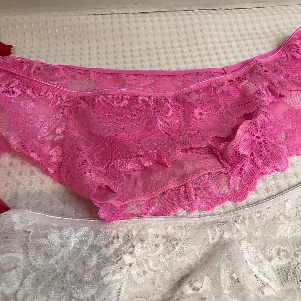 6 PAIR WOMENS LACED LOW RISE PANTIES SEMI SHEER NYLON BLEND SIZE XL [12] NEW - Picture 8 of 9